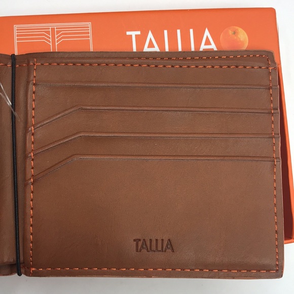 BOCONI Tan TALLIA Solid Bifold Leather Credit Card ID Wallet NEW IN BOX - Picture 4 of 10